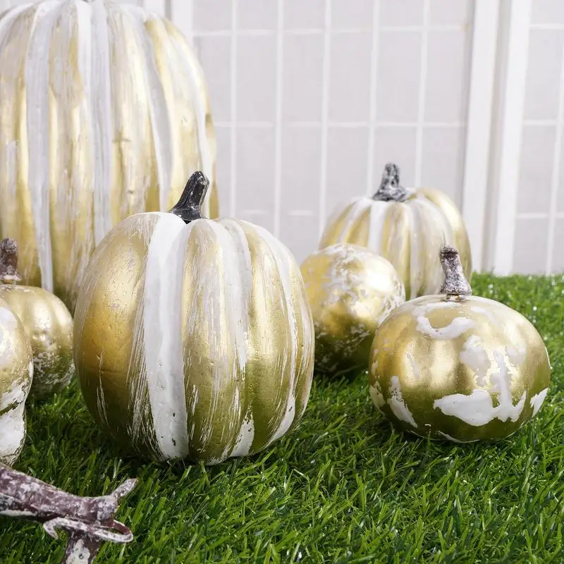 Pumpkin Fall Decorations 7Pcs Autumn Table Centerpieces Fake Decoration Foam Pumpkins For Fall Home Farmhouse Harvest