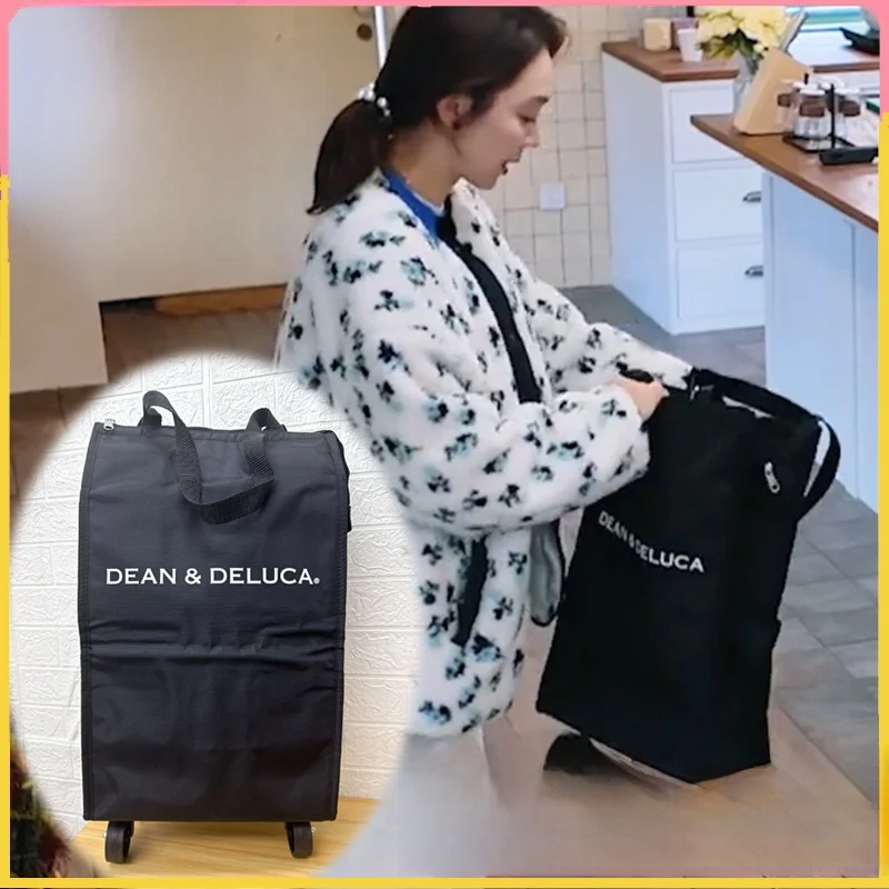 

Portable Folding Shopping Cart Lightweight Hand-Pulled Cart with Wheels Easy to Carry Small Trailer for Household Storage