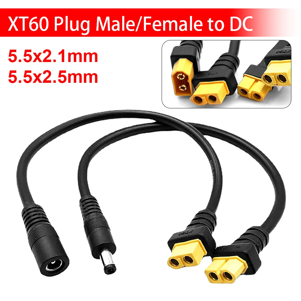 XT60 Plug Female Male To 5.5*2.1 5.5*2.5 MM Connector Battery Charging Adapter Cable 14AWG Conversion Wire for DC Power Charger