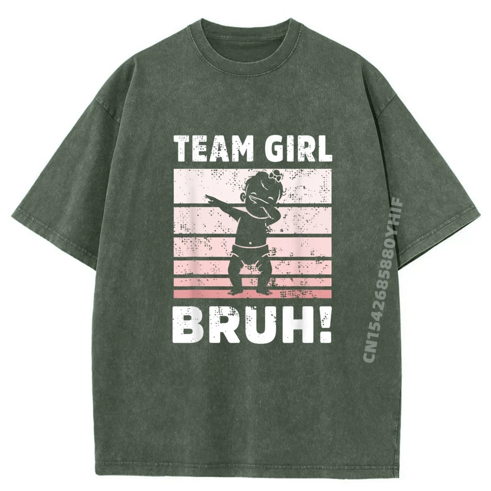 فريق العائلة فتاة Bruh الجنس تكشف إعلان الحفلة الجرافيك قمصان رجالي غير تقليدي غسلها Camiseta Masculina الفاخرة