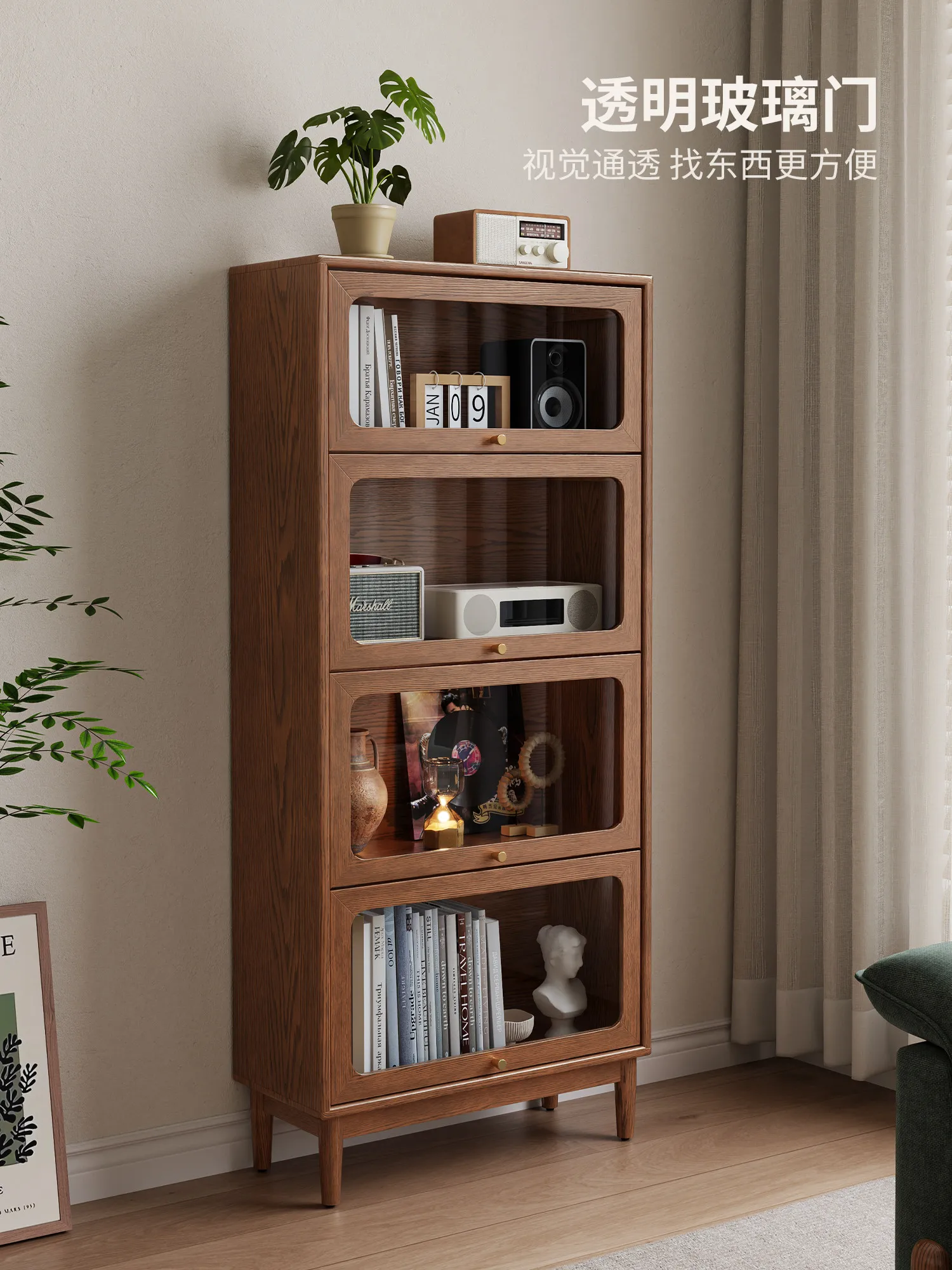 

Solid wood wine cabinet restaurant American retro display cabinet locker light luxury household storage side cabinet display