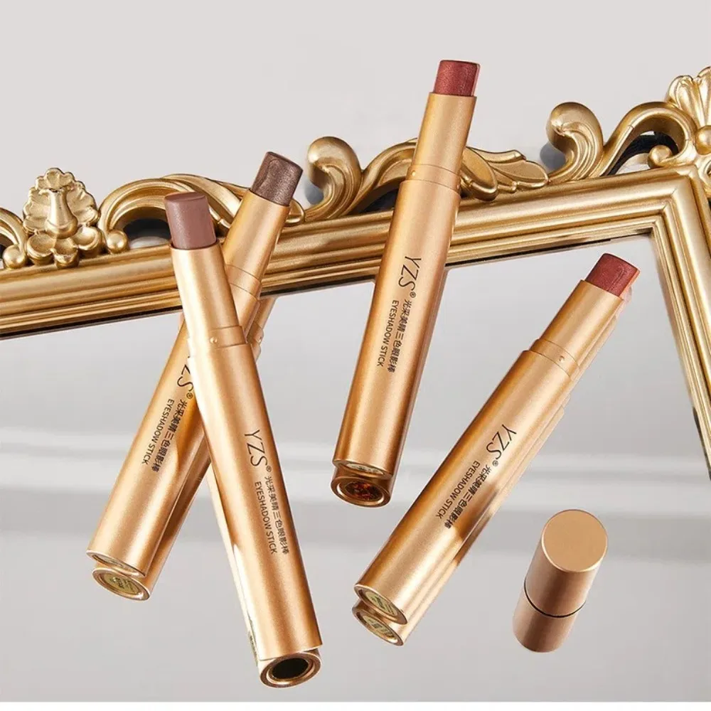 새로운 삼색 아이섀도우 스틱 방수 매트 마감 하이라이터 펜 오래 지속되는 아이 메이크업 빠른 메이크업