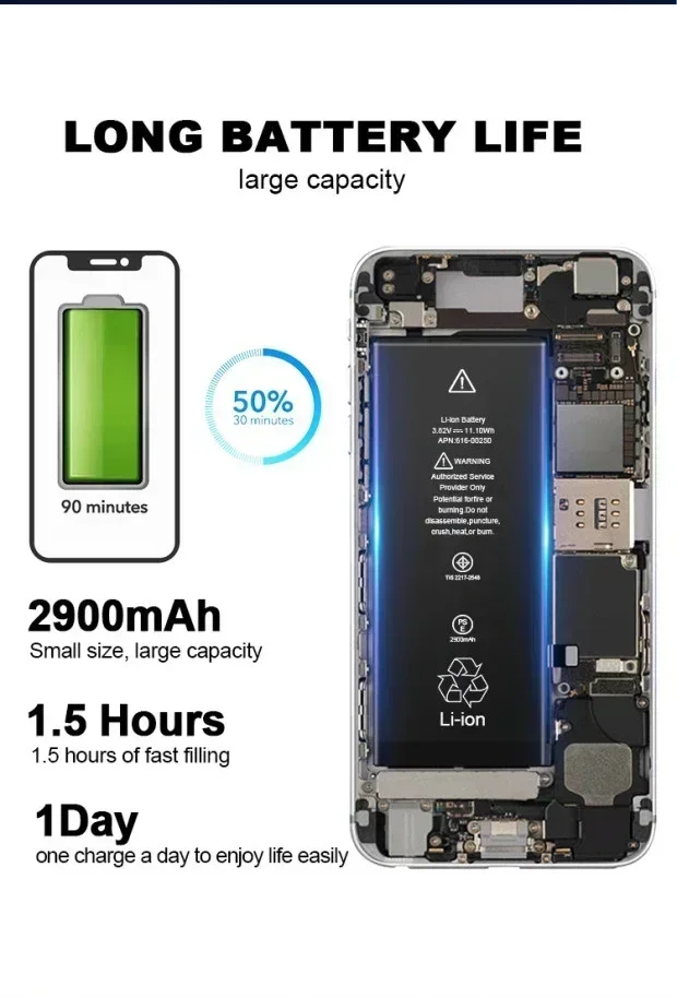 High Capacity Phone Battery for IPhone SE 2 4 5S 6 6s 6p 6sp 7 7p 8 Plus X Xr Xs Max 10 11 12 13 Pro Mini Batteries for Apple