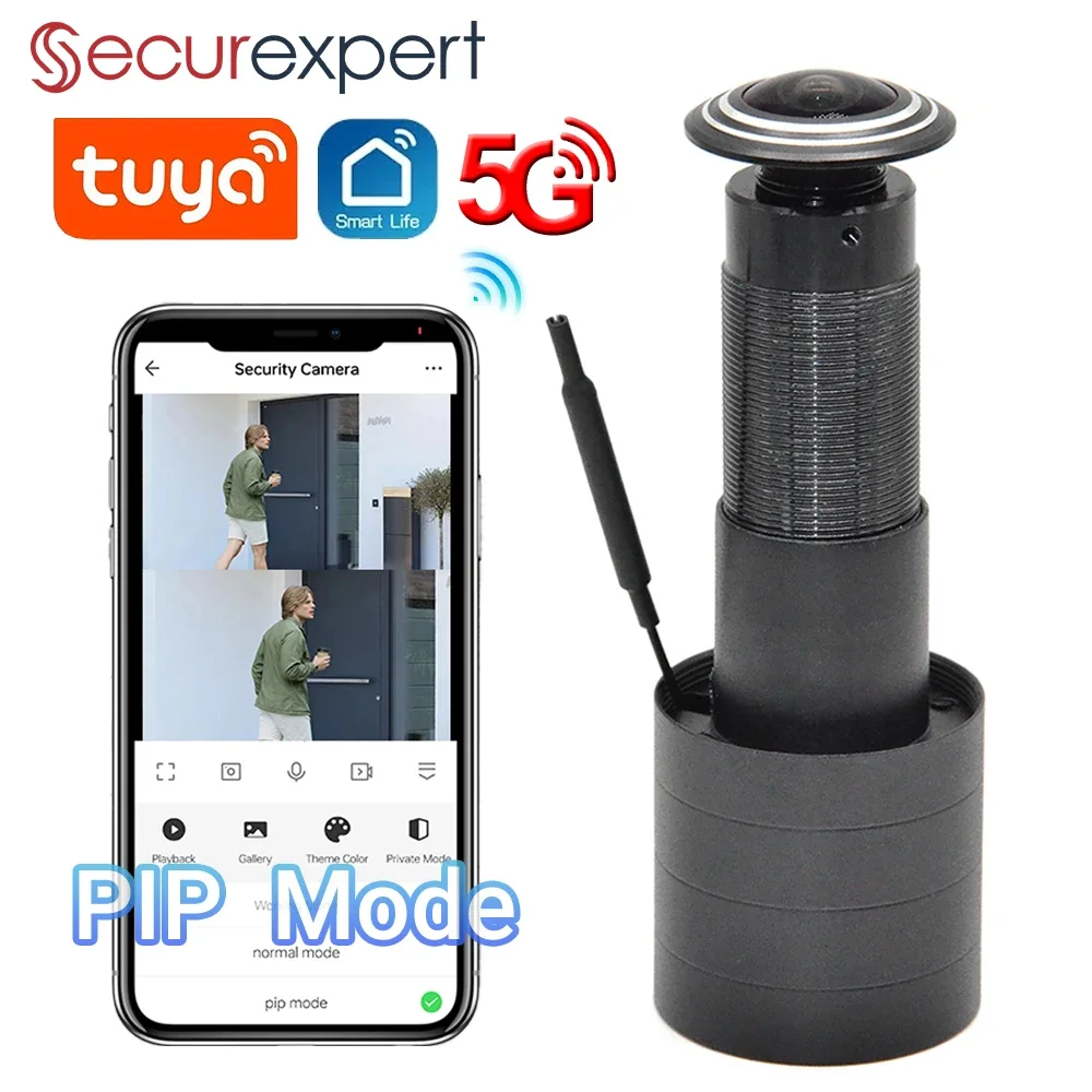 Securexpert 3MP 2.4G/5G WiFi Video Peephole Camera Motion Detection PIP Mode Two Way Audio Door Viewer Tuya App Home Security
