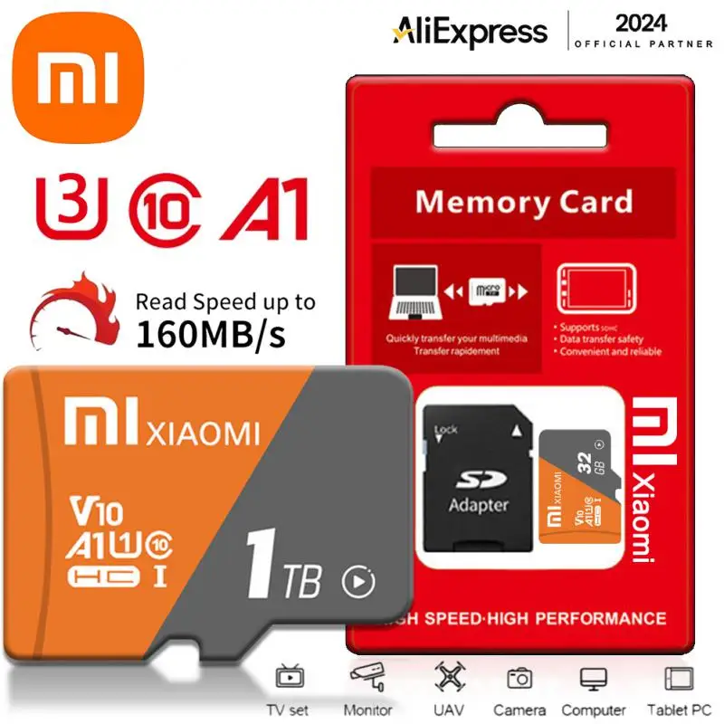 

Xiaomi Original 2TB SD Card Memory Card TF/SD 128GB 256GB 512GB Mini Memory Card Class10 For Camera/Phone 2024 NEW