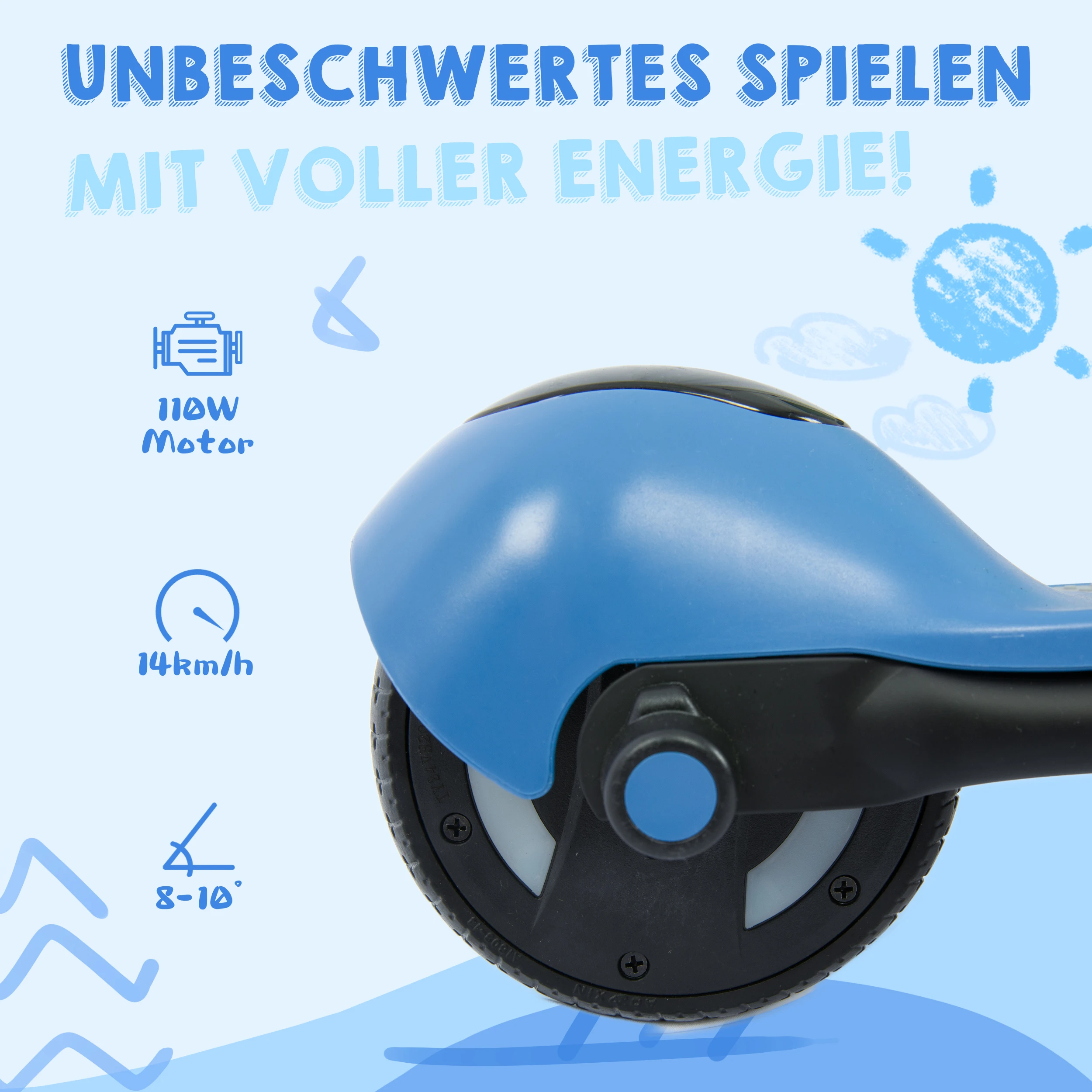 Vankel Kinder-Elektroroller mit Bluetooth, Regenbogenlichter, 6,5-Zoll-Kinderroller für Mädchen, 8–10 km Reichweite, 110 W Motor 60 Wh – Detail 5