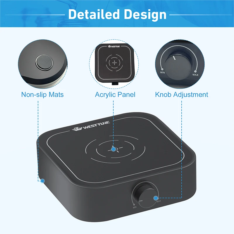 Westtune Lab Magnetic Stirrer - Electric Digital Display, 3000 RPM, 3L Capacity, Portable Lab Stirrer with Brushless Motor, 12V