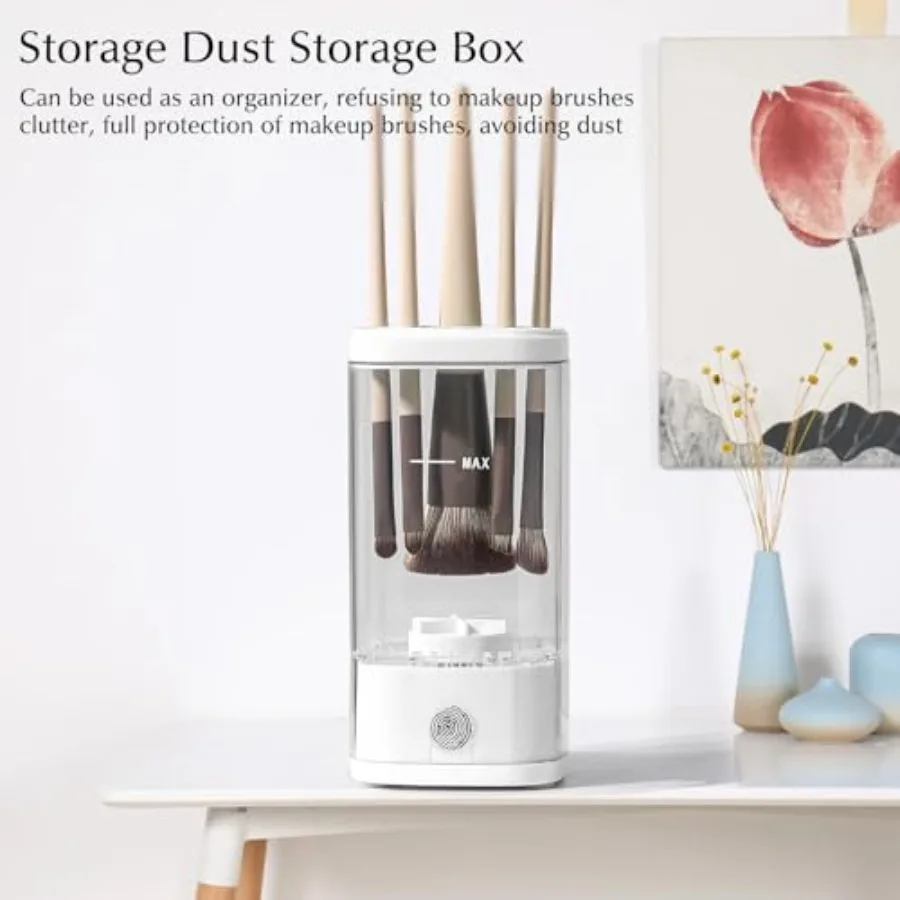 Limpiador de brochas de maquillaje eléctrico con limpieza profunda de 8000 RPM, máquina de limpieza de brochas de maquillaje automática Compatible con todo el cuerpo Visual