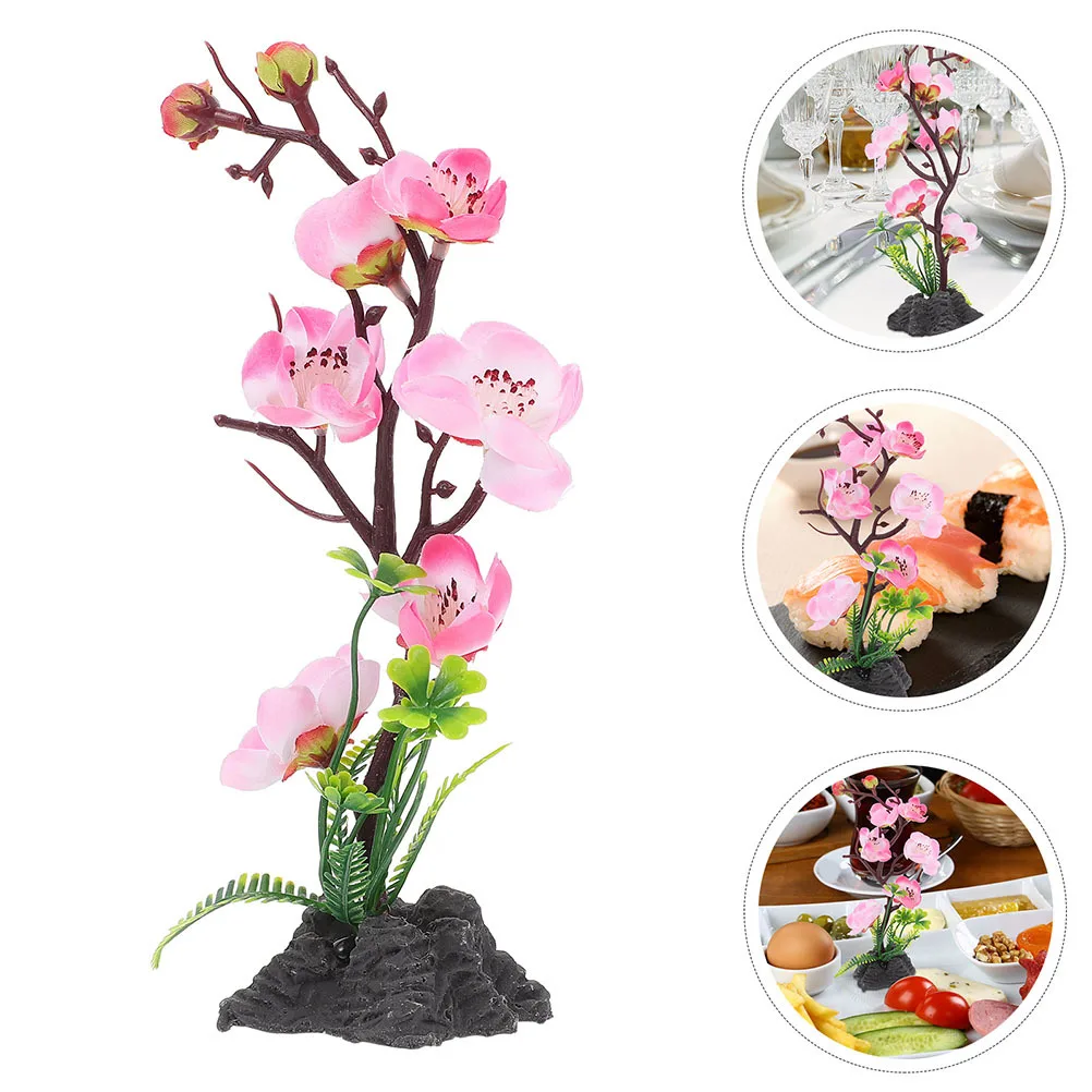 

2Pcs Sushi Plate Decor Fake Flower Ornament Japanese Food Tray Decoration Cold Dish Decor Sashimi Plate Flower Dining Table