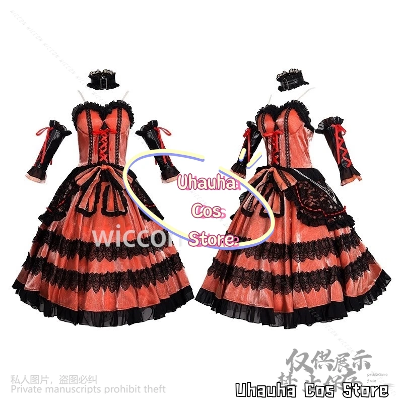 توكيساكي كورومي تاريخ لايف تأثيري أنيمي القوطية الأحمر الأسود المخملية كعكة فستان لوليتا شعر مستعار جيراي كي الفتيات كوس هالوين مخصصة