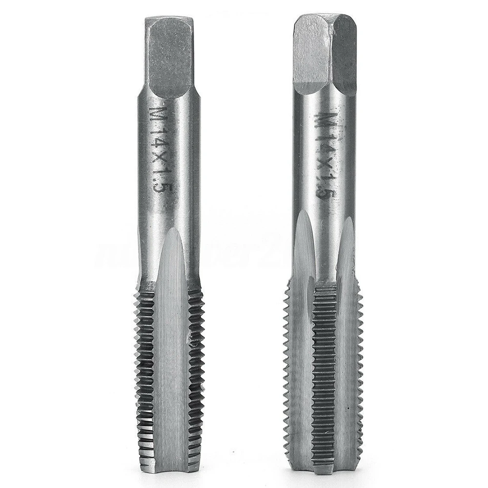 1 Pair Right Hand Thread Tap Straight Fluted Fine Threaded Metric Hand Taps 14 16 18 20 1.5mm Pitch High Speed Steel Tool