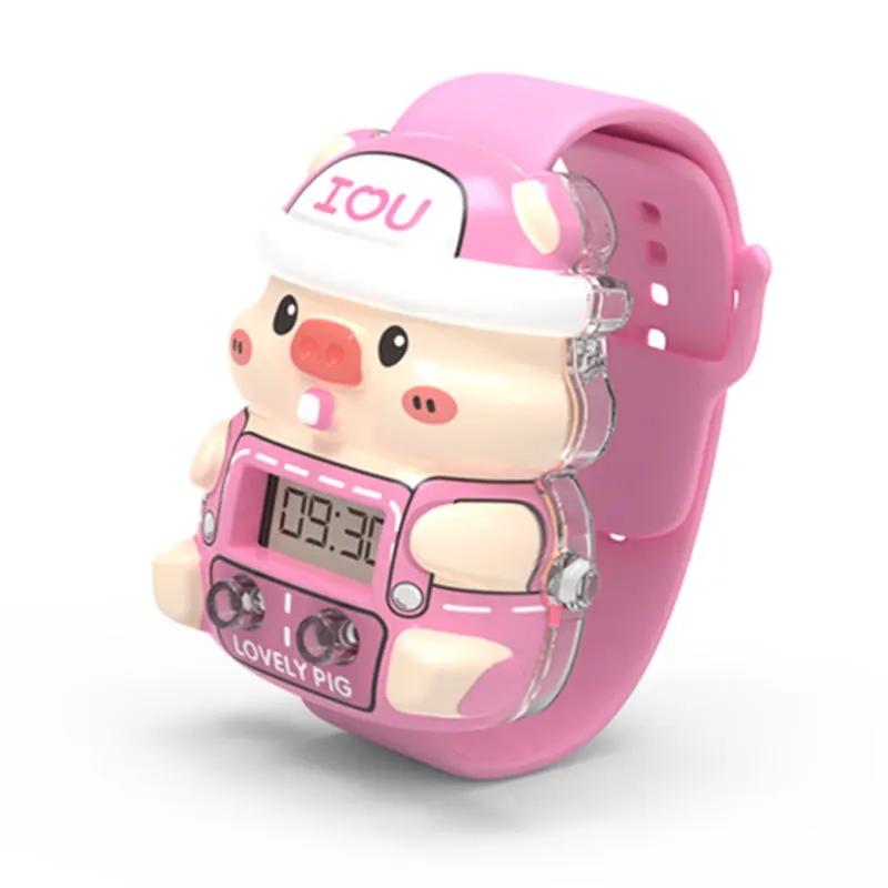 Kids Sports Watch Toys Cartoon Piggy Cute Children Digital Watches Colorful Lights Electronic Watch Boys Girls Christmas Gifts