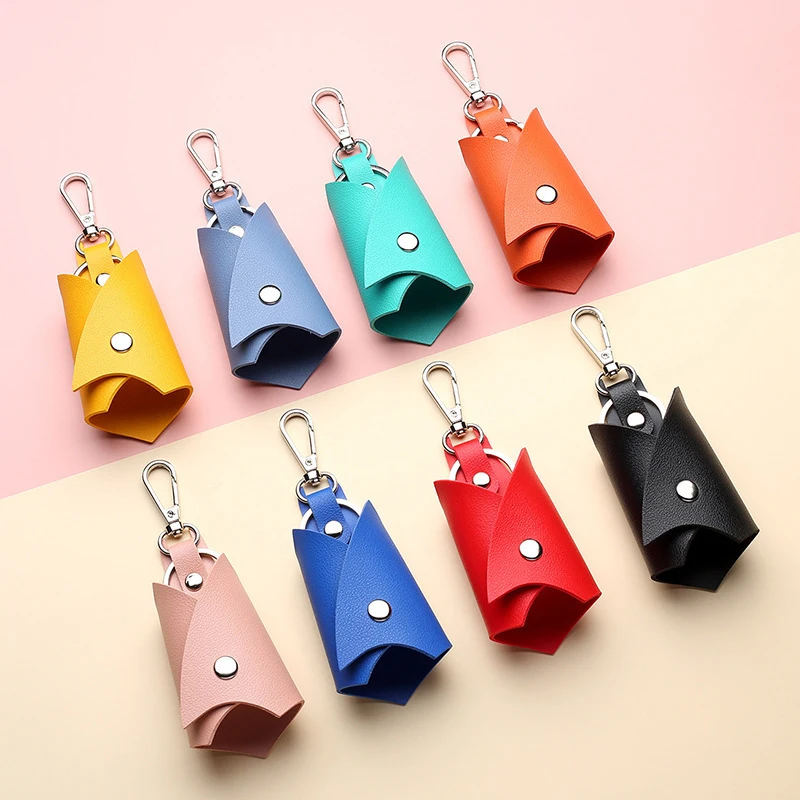 Funny Bat Pu Leather Keychains For Women Men Car Keyrings Protective Holder Anti-Lost Waist Key Bag Accessories Gift