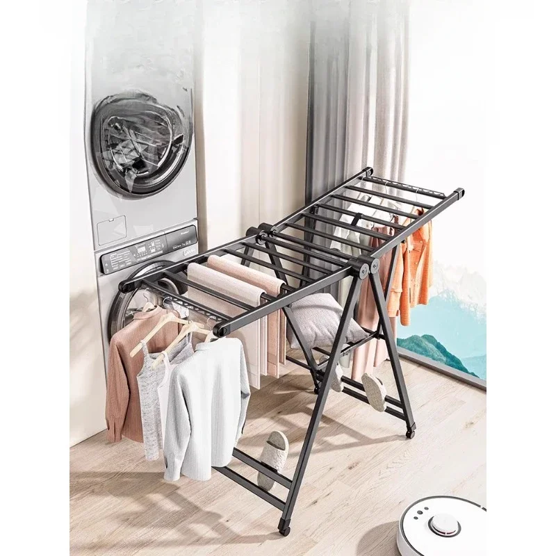 Folding clothes hanger with no punching holes for household multifunctional balcony indoor and outdoor shrinking and drying