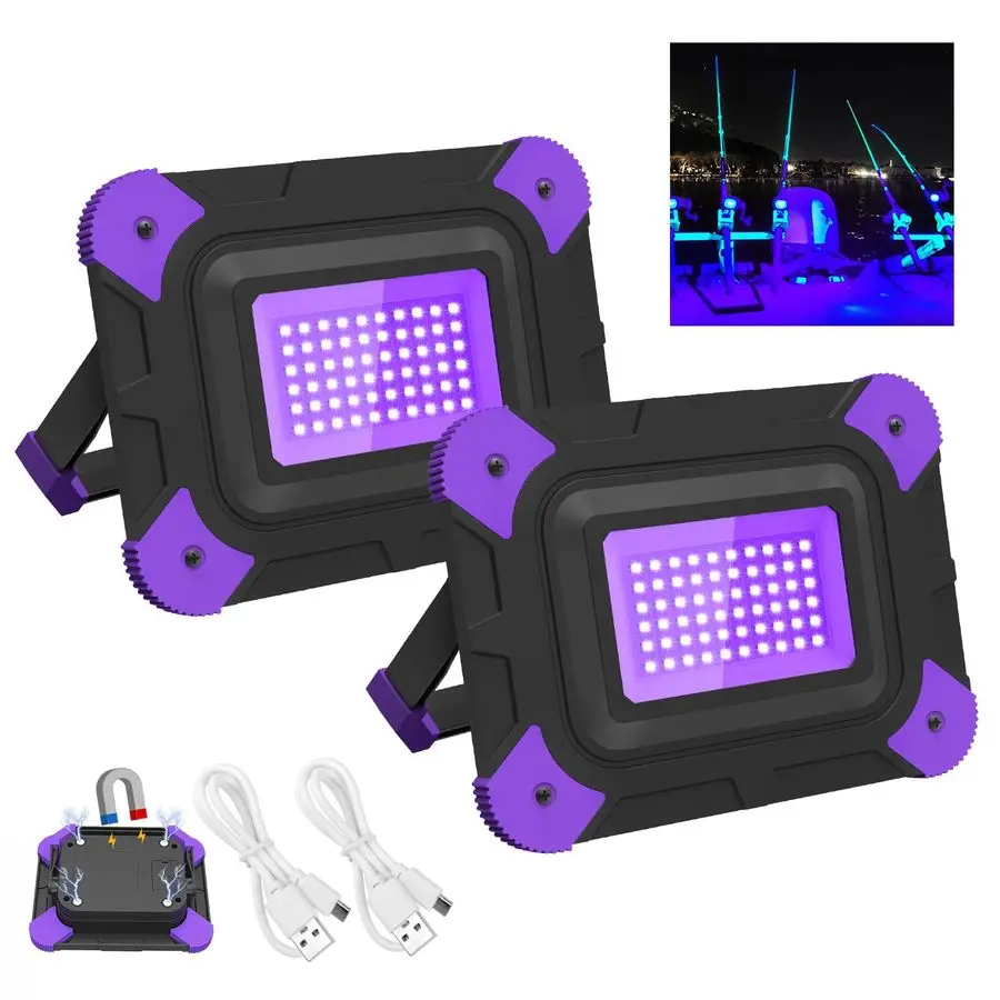 

Rechargeable Black Lights, Battery Powered Black Light for Fishing Portable Work Light for Glow Party Body Paint Fluorescent Pos
