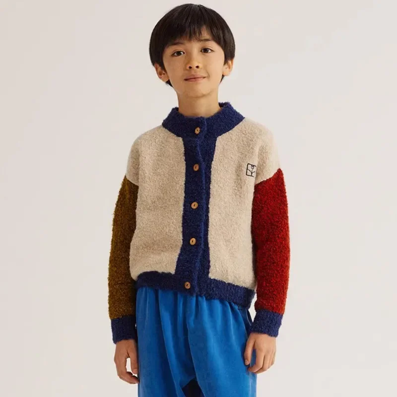 Children's Soft and White Paired Vintage Cardigan Sweater Autumn/Winter Boys and Girls' Colored Coat