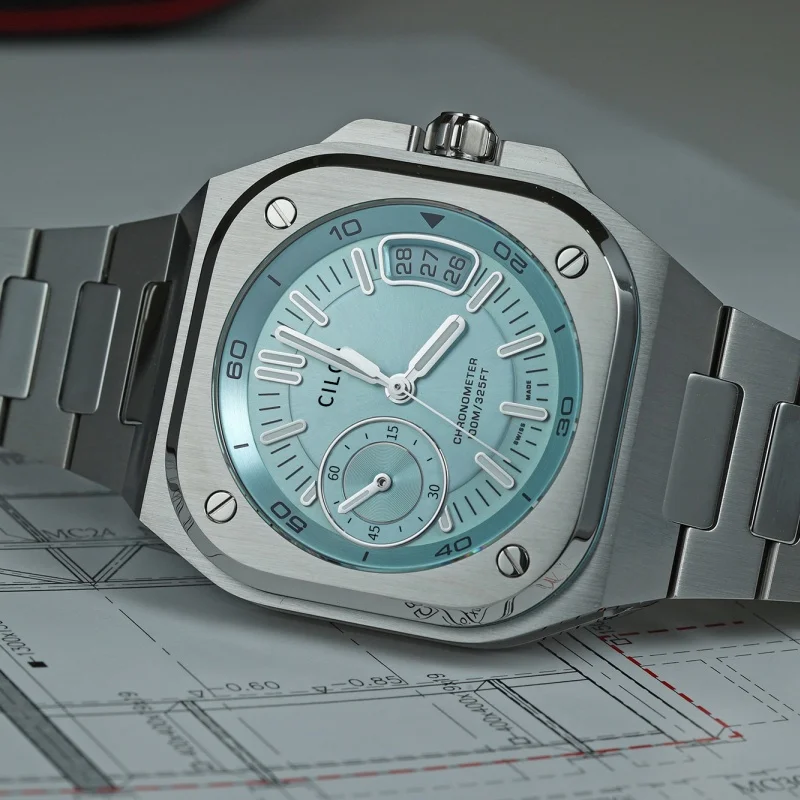 ساعة رياضية مربعة زرقاء من CILOA للرجال 2025 ماركة كبيرة الحجم فاخرة عالية الجودة هدية مثالية لصديقها ساعة كوارتز