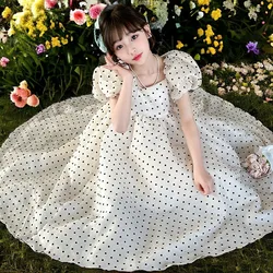 Summer Baby Girls Princess Dresses Wedding Performance Outfits Long Party Dress Kids Clothes Short Sleeve Kids Costumes 6 8 10 Y