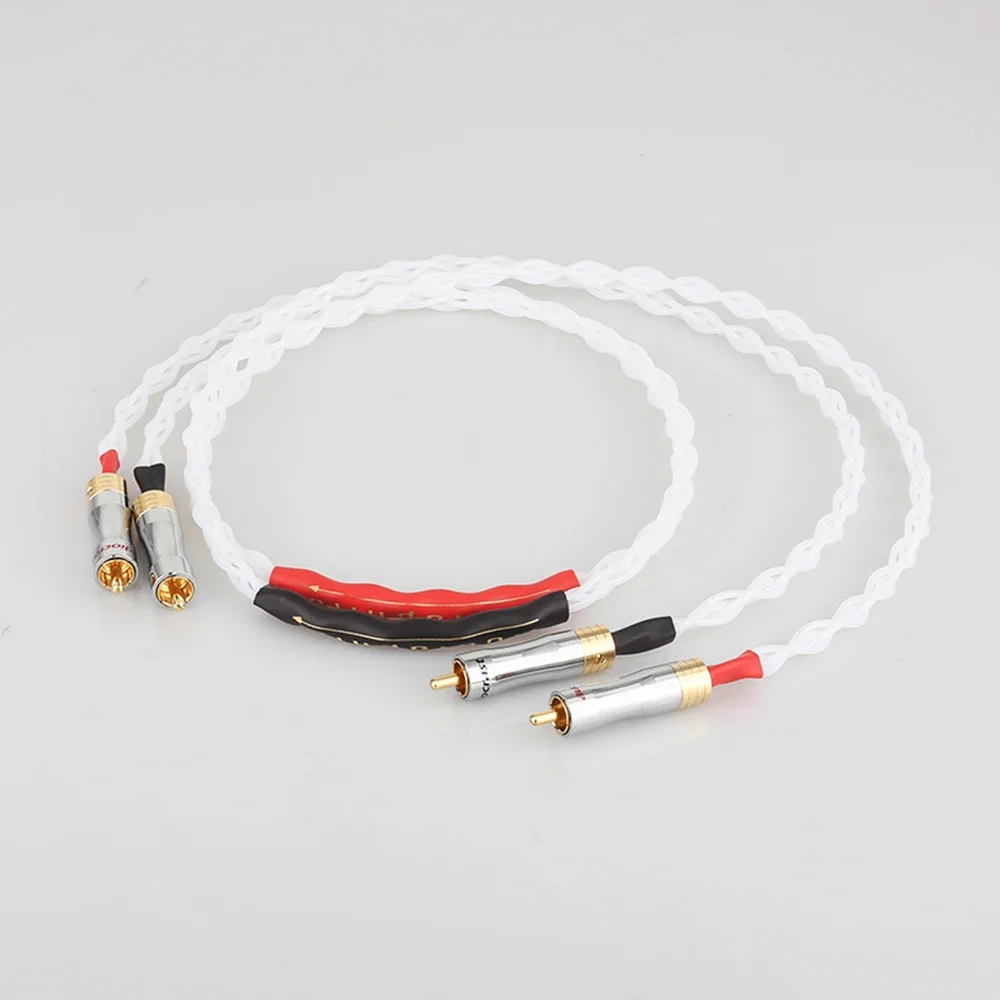 Кабель Audiocrast Pure Silver A082 Gold RCA Purity Silver Interconnect Аудиокабель HIFI Pure Silver RCA Кабель Аудиофильский