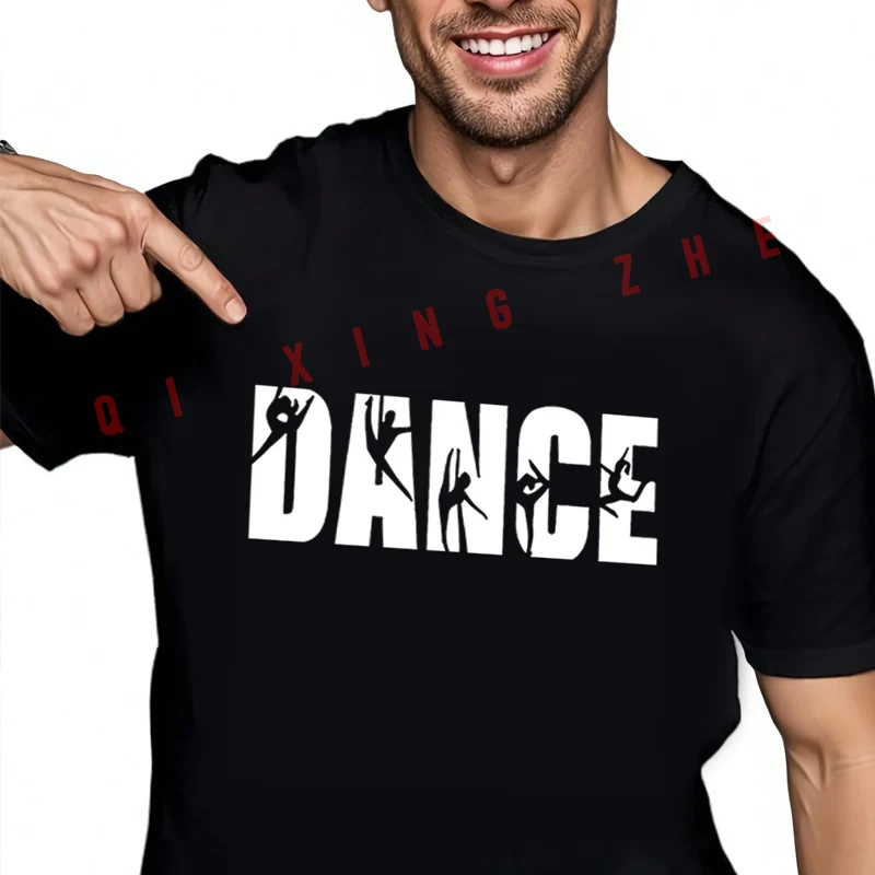 

Dance Elements Graphic Print Motorcycle T-Shirt Cotton Men Clothes Plain Summer Casual Short Sleeve Round Neck Tees