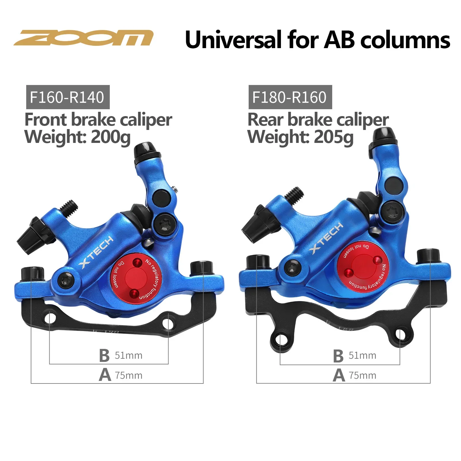 ZOOM XTECH HB100 Mtb Hydrauliczne zaciski hamulca tarczowego Przednie tylne 160 mm składany drut ciągnący Czarny czerwony hamulec do zestawu hamulców rowerowych MTB