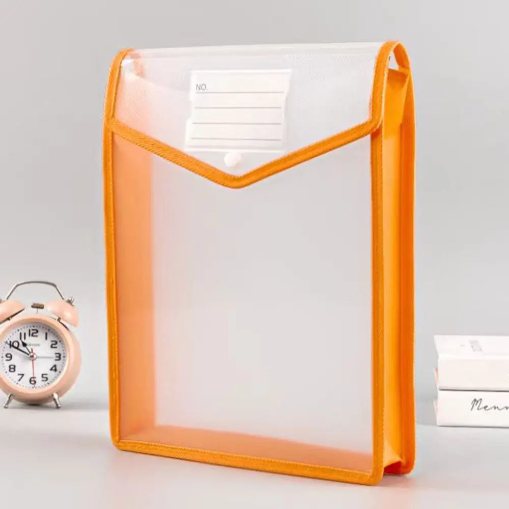 Botão de imprensa saco de arquivo a4 grande capacidade à prova dwaterproof água saco de documentos vertical estéreo transparente organizador de arquivo de volta à escola