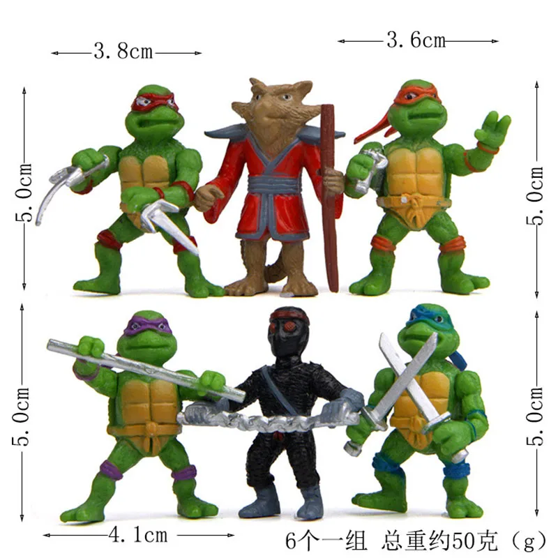 6pcs เต่านินจาวัยรุ่นอะนิเมะ PVC Action Figure Raphael Donatello ของเล่น Charm Desktop Decor ตุ๊กตาเด็กของขวัญ