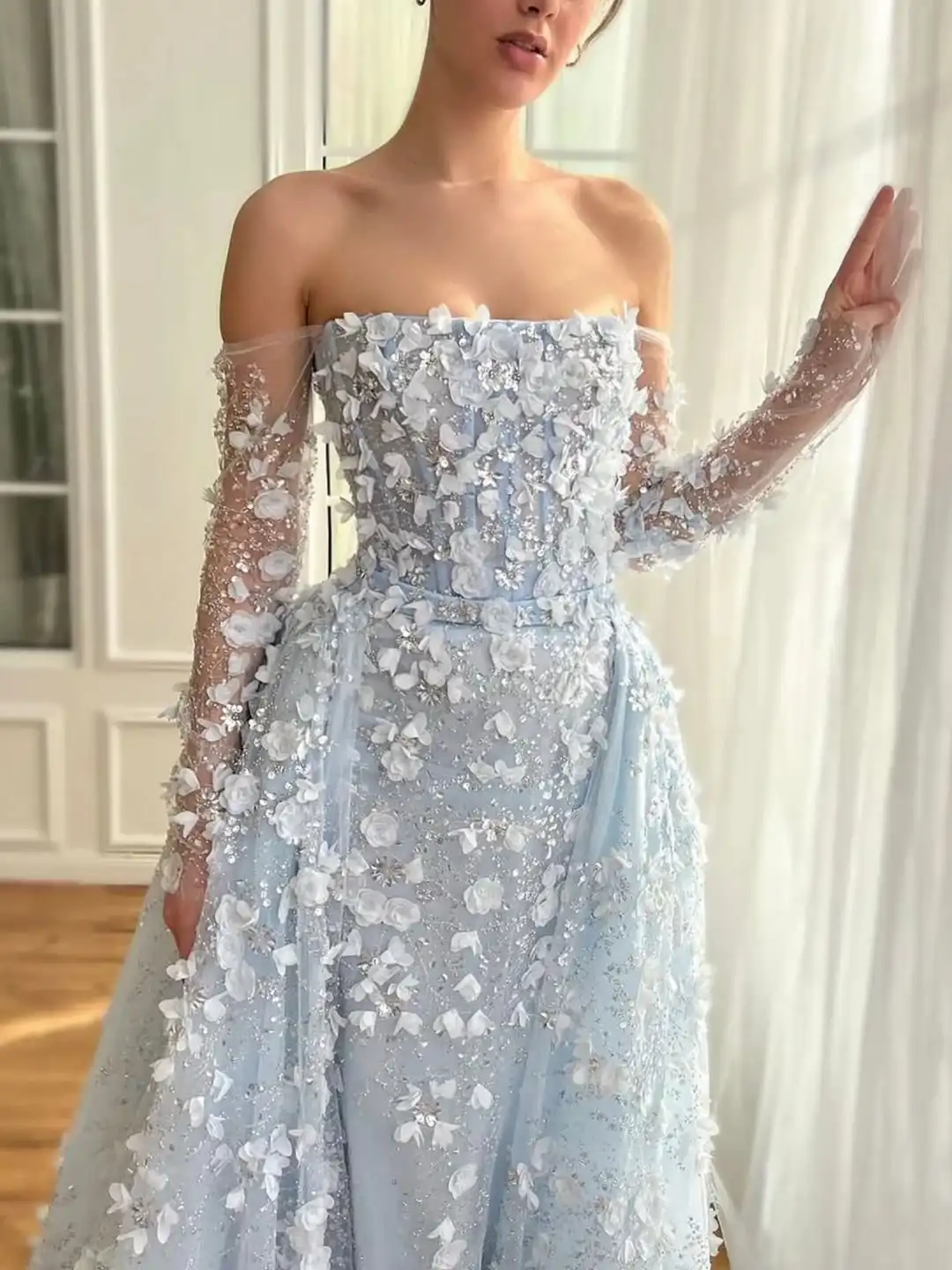 تصميم جديد مثير فستان سهرة كريستال لامع مع شريط ساحر موضة سليم حورية البحر حفلة موسيقية فستان رسمي #1