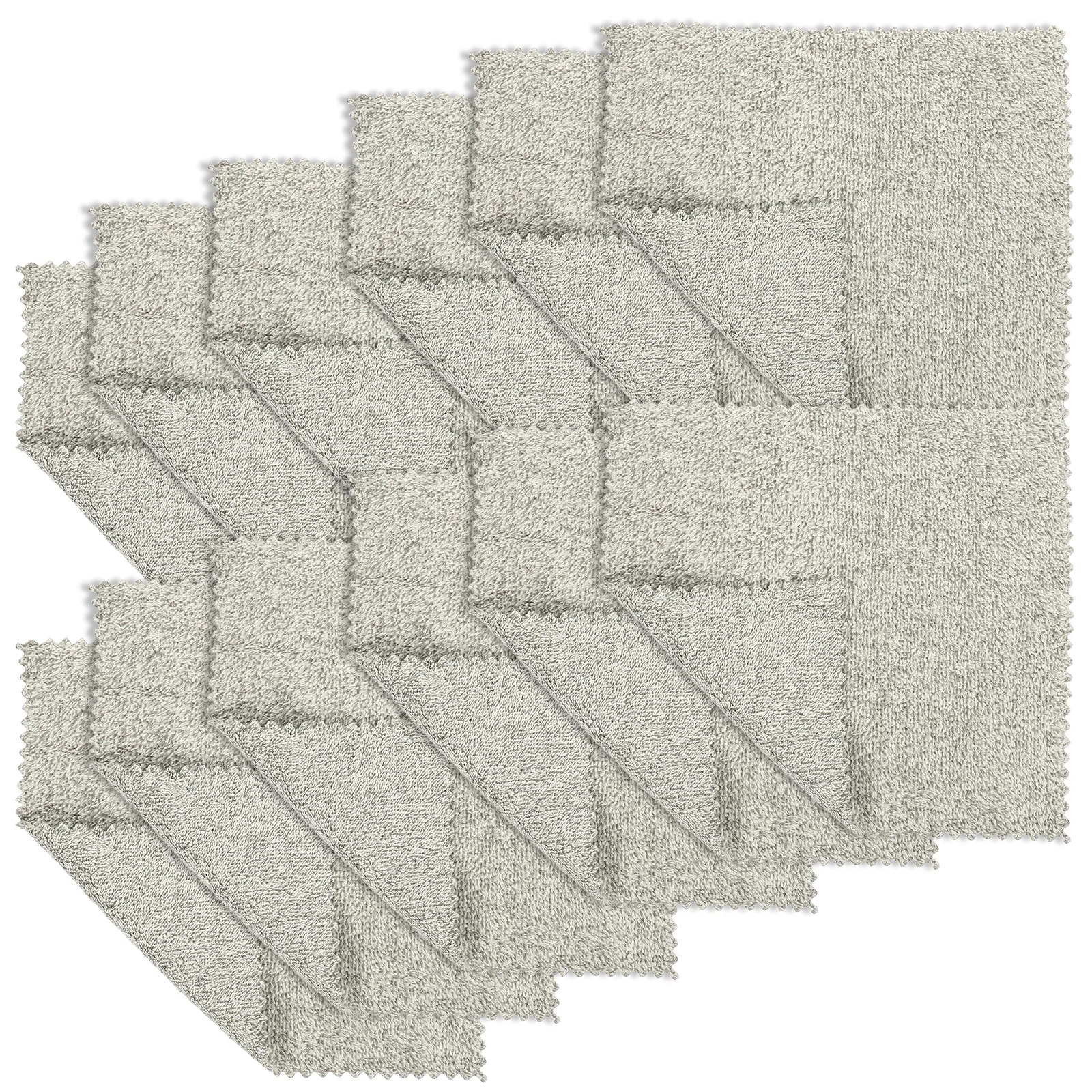 

12Pcs Bamboo Charcoal Absorbent Dish Towels Supple Kitchen Cleaning Cloth Durable Multi-Function Washcloths for Tableware and