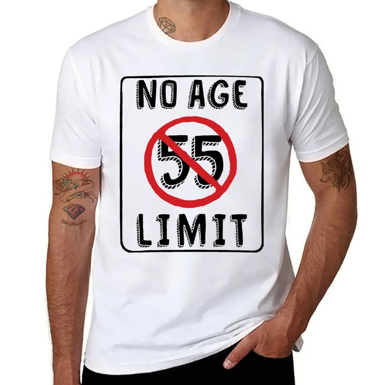 

No Age Limit 55th Birthday Gifts Funny B-day for 55 Year Old T-Shirt t shirt man designer cotton tshirt 100% T-Shirt