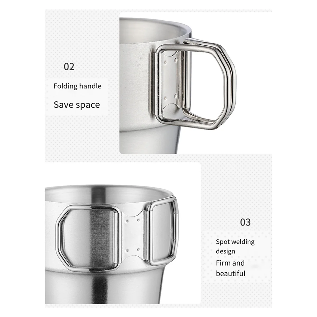 BAAU 3X Stainless Steel Cup Stackable Coffee Cup Outdoor Drinkware Water Cup Beer Mug Camping Mug for Picnic Coffee Cup