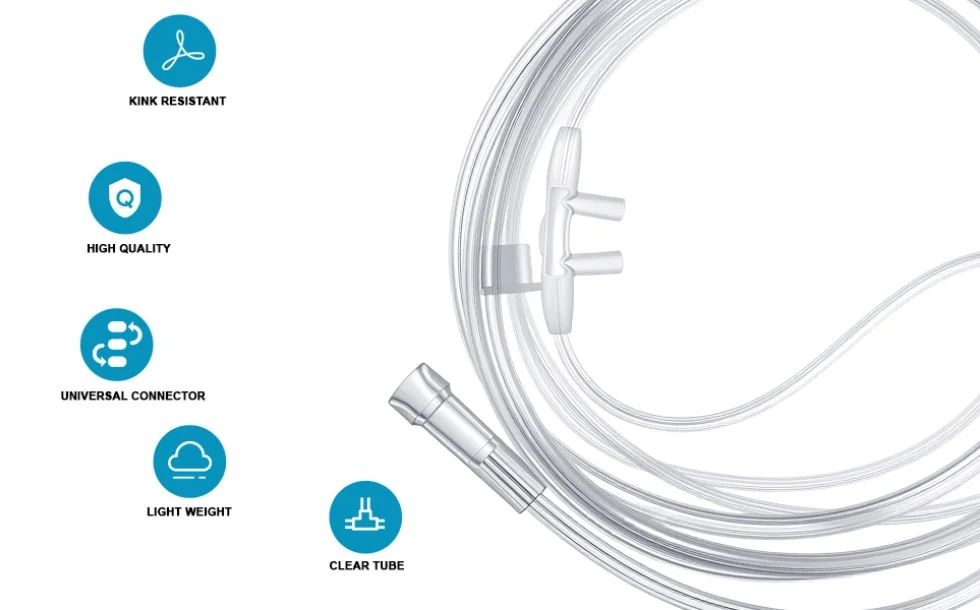 6 Stück Weiche Erwachsenen-Sauerstoff-Nasenkanülen Standard-Nasenschlauch für Langzeit-Sauerstofftherapie-Patienten 2M/5M/8M (2 in einer Packung) – Detail 5
