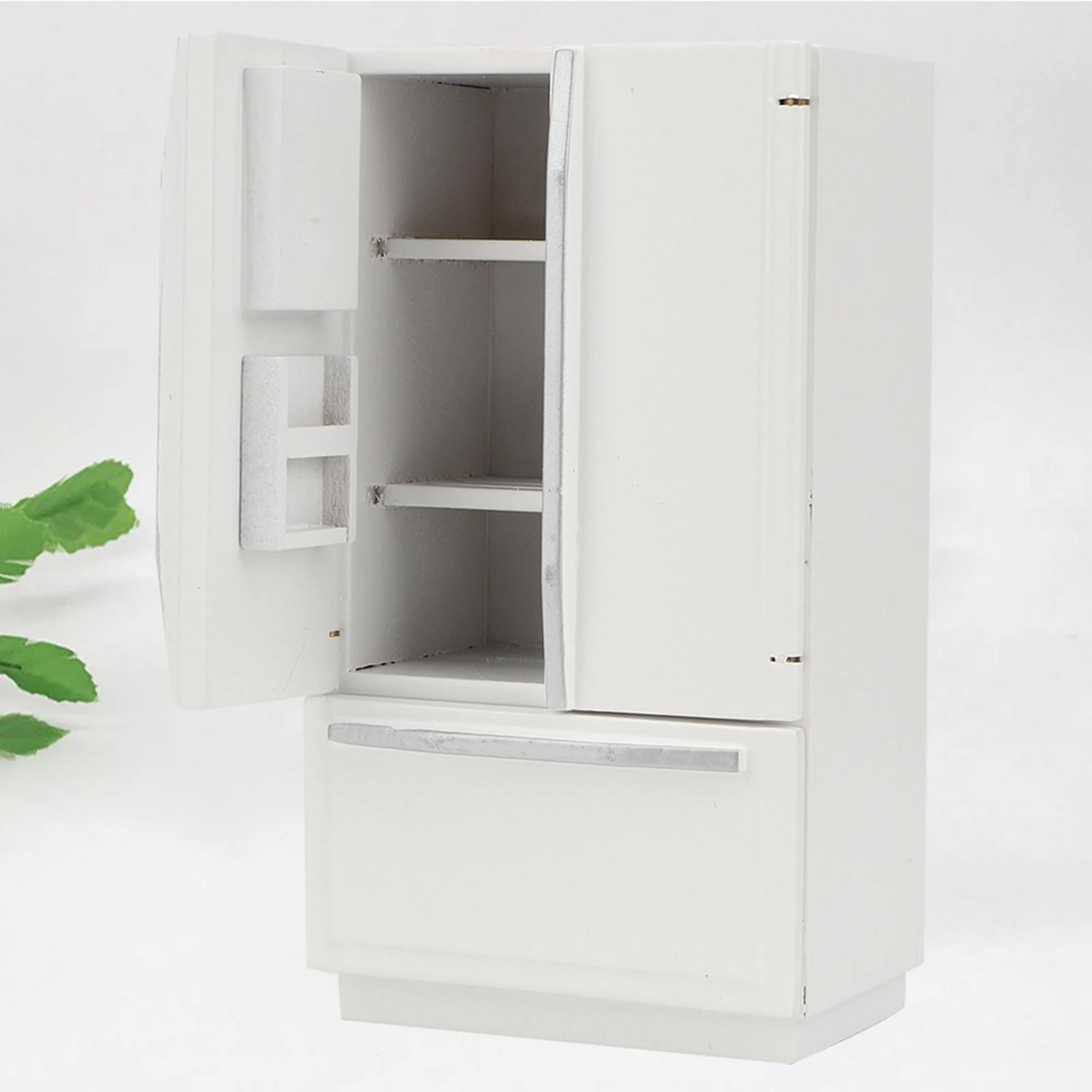 ZK40 1:12 Mini Wooden Refrigerator Model Furniture Accessories for Dollhouse(White)