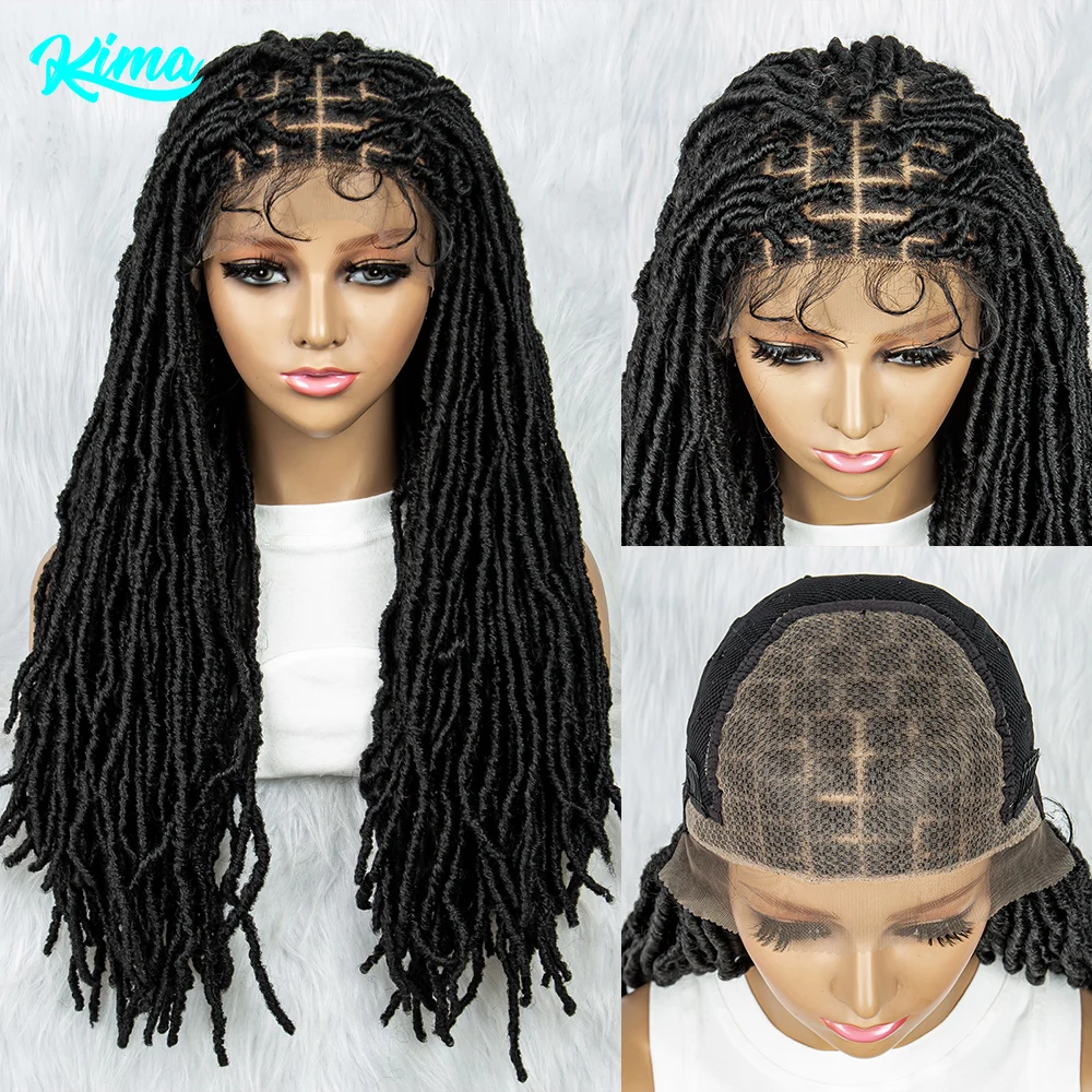 Synthetic Lace Front Wig Faux Locs Braided Wigs Knotless Box Braid African With Baby Hair Braided Lace Front Dreadlocks Wigs