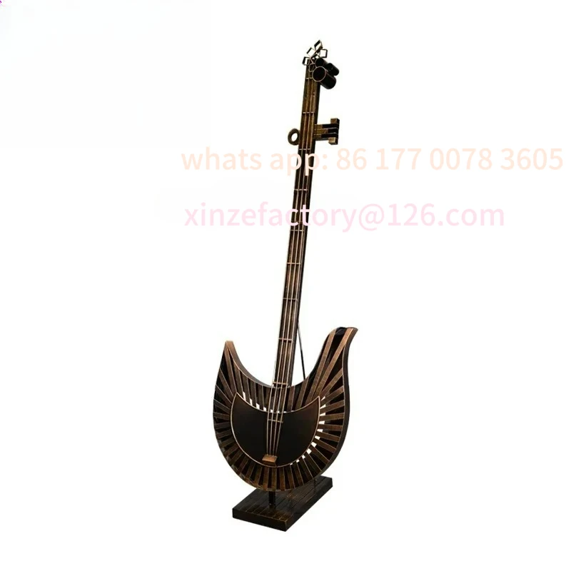 

Customizable Sculpture Hotel Hall Decoration Soft Decoration Metal OrnamentsLarge Classical Guitar Musical Instrument Floor