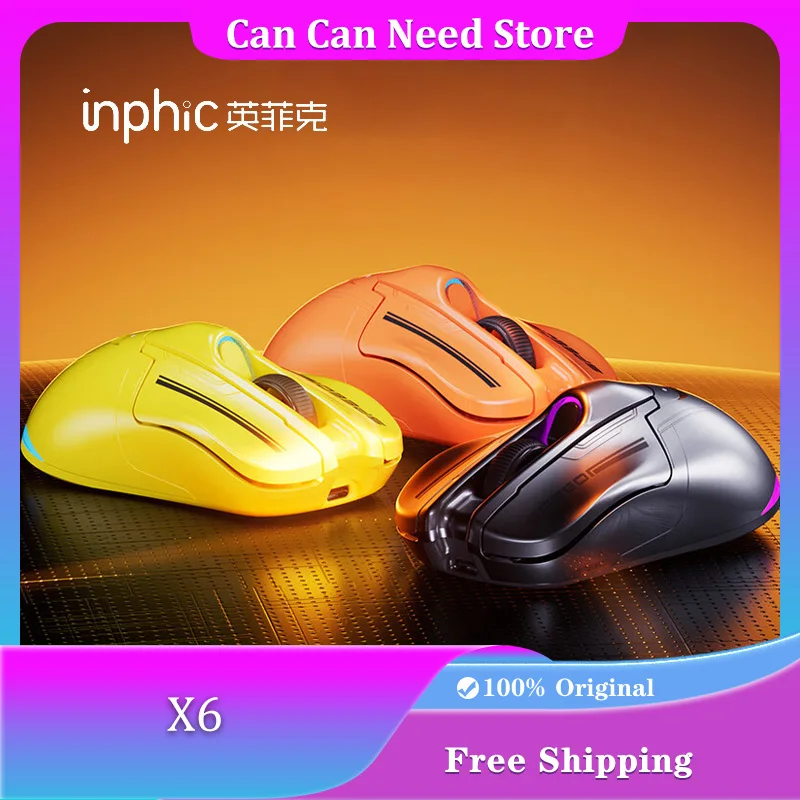 

INPHIC X6 Wireless Mouse Tri Mode 12800DPI 1Khz Return Rate Rechargeable Long Battery Life Ergonomic Office Mouse PC Accessories