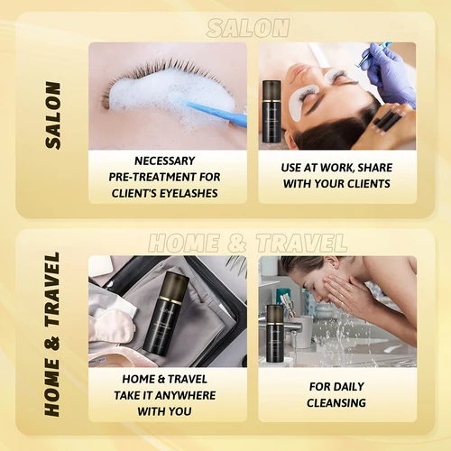 Imagen 2 del producto Limpiador de Pestañas Gollee en Espuma de 100ml, No Irritante, con Cepillo Suave, Champú para Extensiones de Pestañas, Herramienta de Maquillaje Suave