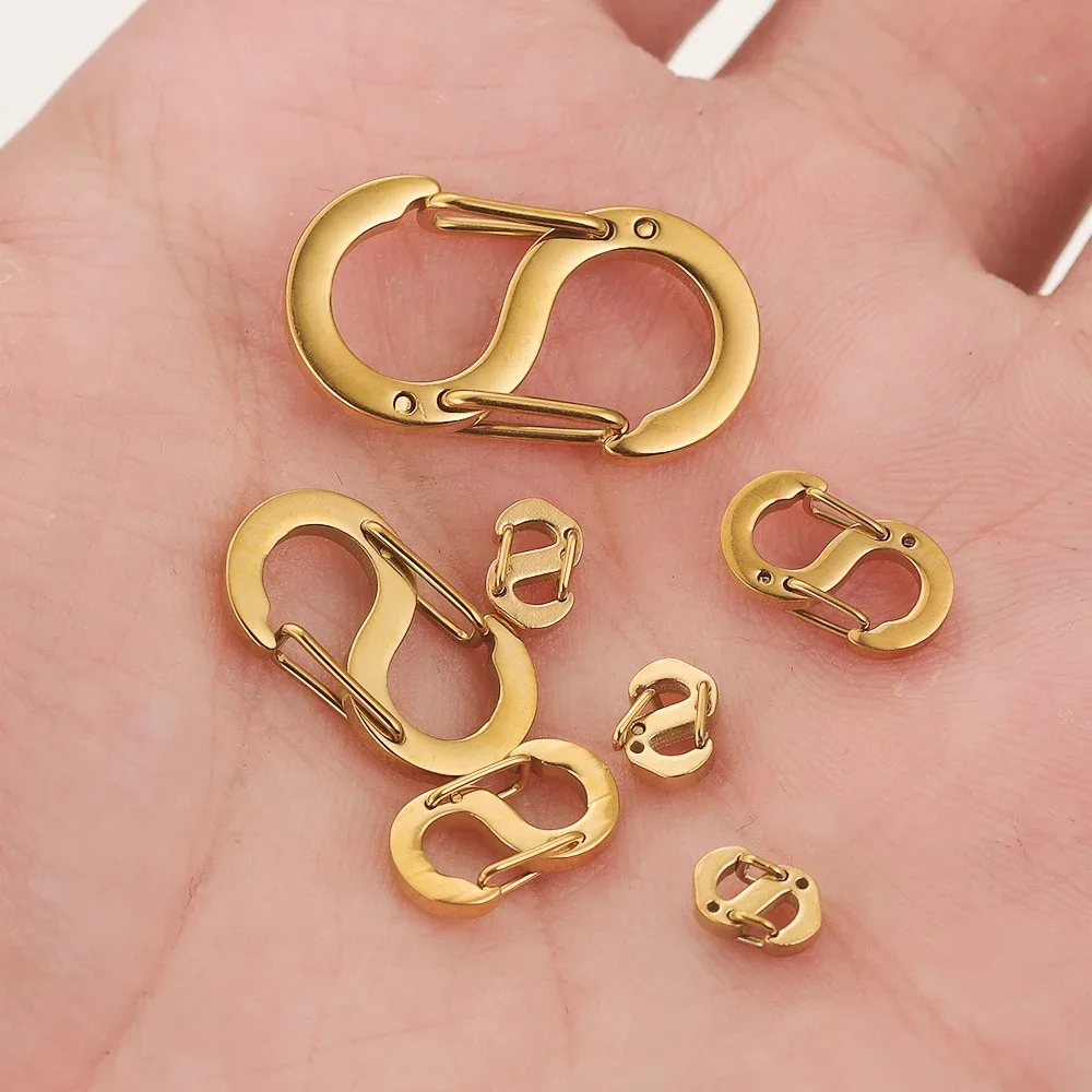 4pcs Stainless Steel Chic Letter S Buckle Gold Plated Lobster Clasps Hooks Connector Necklace for DIY Jewelry Making Accessories