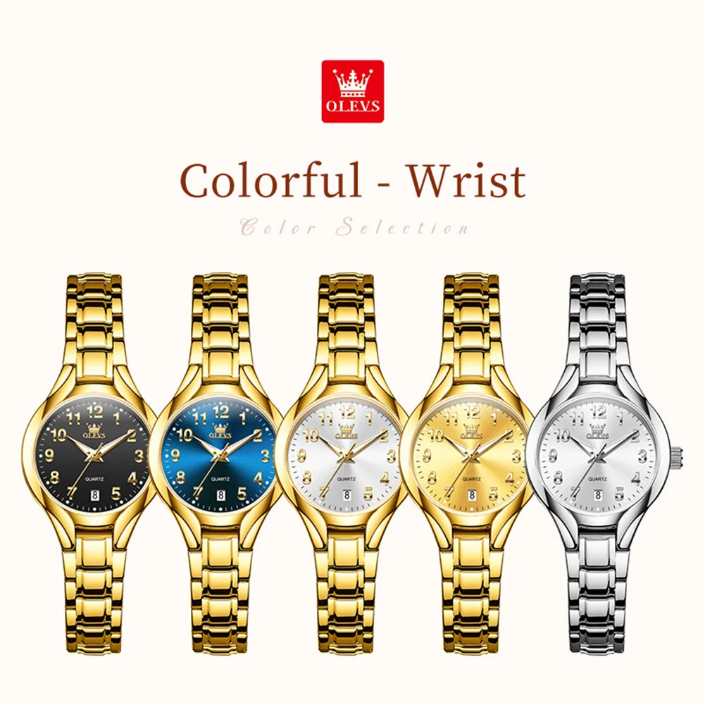OLEVS 3650 Jam Tangan Kuarsa Wanita Kasual Elegan Jam Tangan Bercahaya Tahan Air Mewah Gelang Gaun Set Jam Tangan Ulang Tahun Valentine
