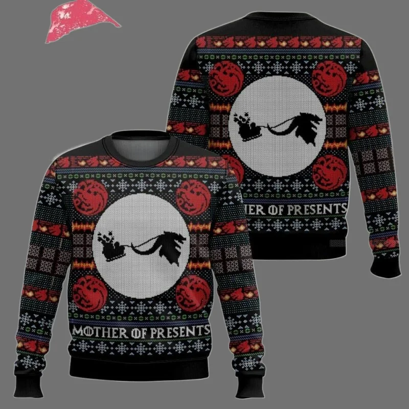 Game of Thrones Brutto maglione natalizio Maglione lavorato a maglia stile vacanza Abito personalizzato per feste con motivo nordico retrò