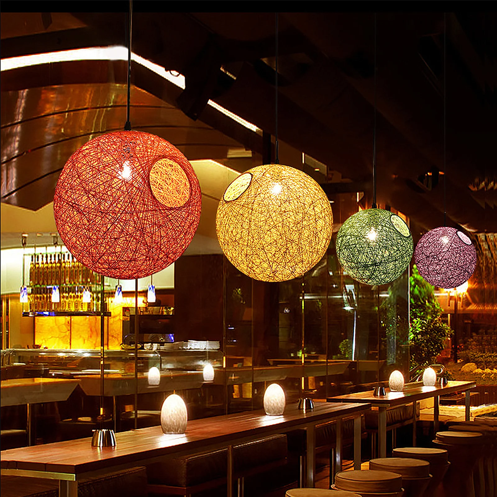

1Pcs Rattan Woven Chandelier Cover Durable Iron Ceiling Lamp Shade Rustic Style Hanging Light Decoration for Hallway Kitchen Bar