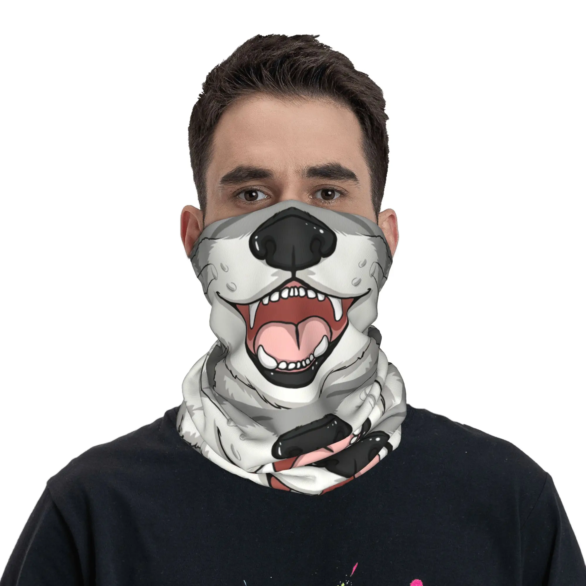 

Custom Animal Head Winter Headband Neck Warmer Women Men Hiking Running Tube Scarf Manga Face Bandana Gaiter
