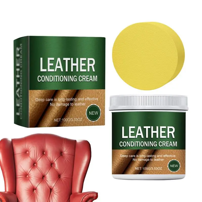 Leather Furniture Conditioner Leather Care Cream Leather Refurbished With Sponge Leather Shoes Polish Cleaner For Sofa Car Seat