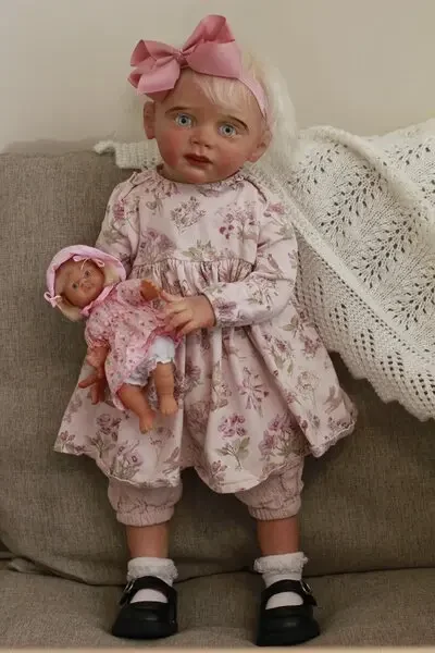 SINO-BB 25 cali Reborn Baby Doll Fritzi z ręcznie ukorzenionymi białymi włosami Już ukończona lalka