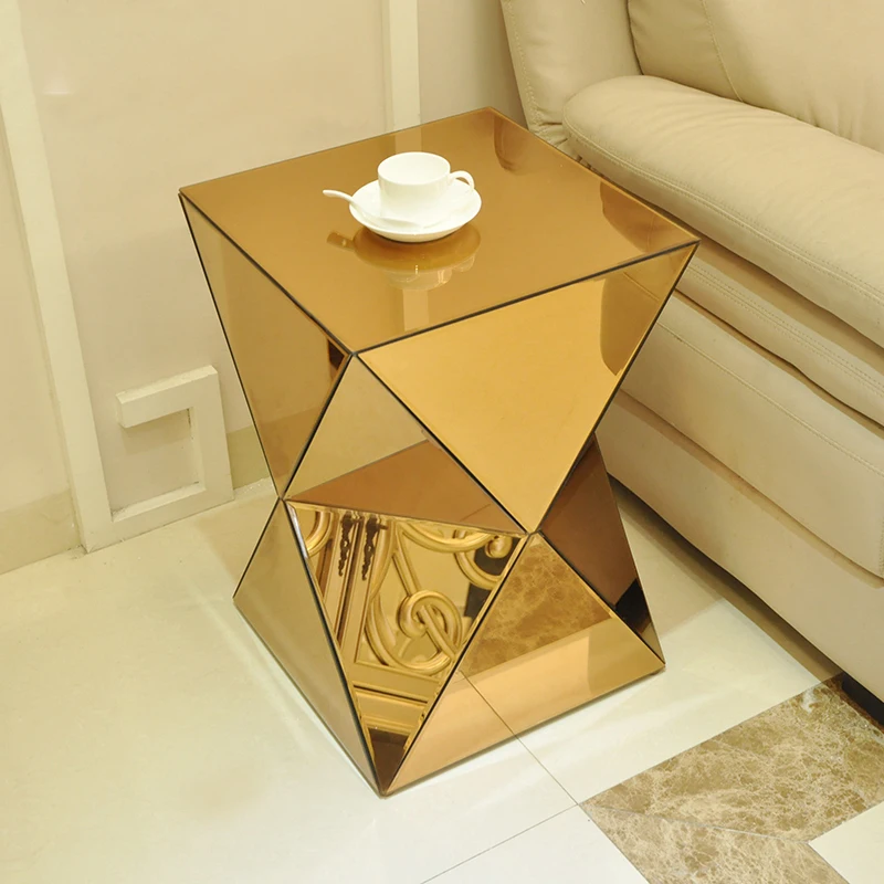 Modern Coffee Tables Living Room Furniture Sofa Side Table Creative Glass Mirror Tea Table Bathroom Cabinet Square Bedside Table