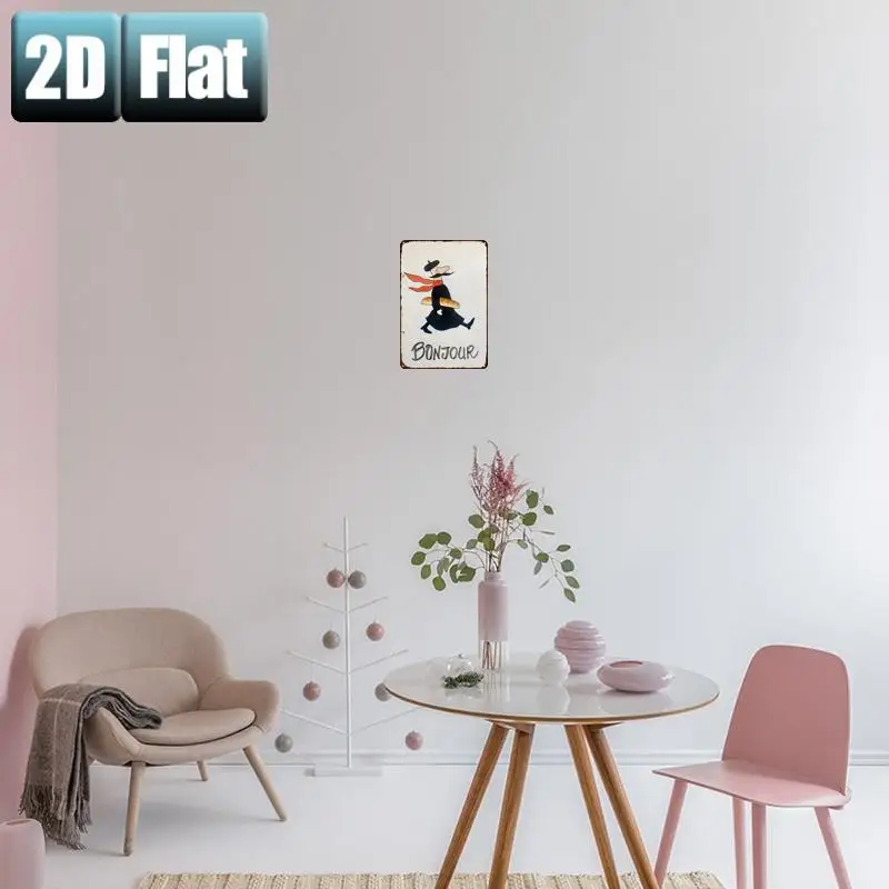"Bonjour: A Whimsical French Gentleman with a Baguette", Metal  Sign, Decoratve Paintings/Room/Restaurant/Bar/Door/Garage Decor view 6