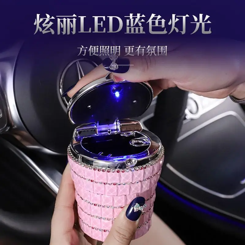 ที่เขี่ยบุหรี่ในรถยนต์ปอร์เช่ อเนกประสงค์พร้อมฝาปิด ประดับเพชรสร้างสรรค์สำหรับผู้ชายและผู้หญิง