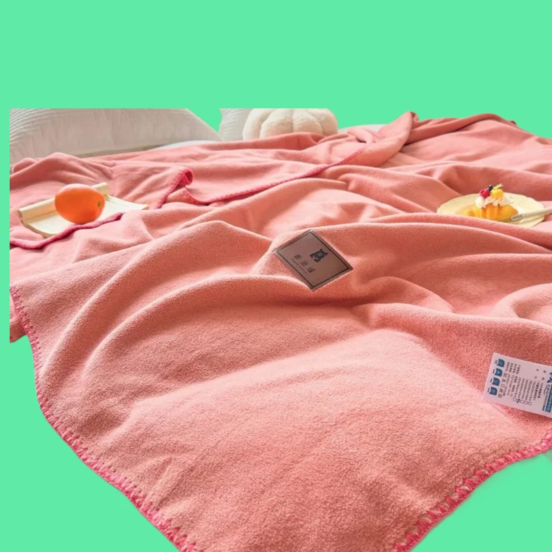 

2025 autumn solid color double-sided imitation cashmere multi-functional blanket thickened thermal blanket household blanket
