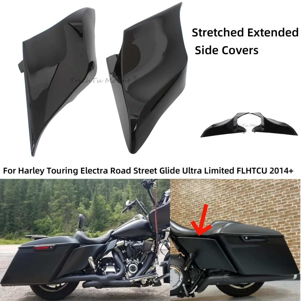 Motorcycle Stretched Extended Side Covers For Harley Touring Road King Electra Street Road Glide Ultr Moto Accessory 2014-2023