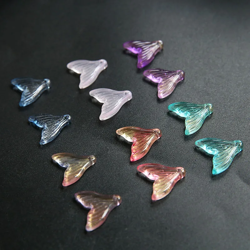 1pcs Coloured Glaze Glitter Mermaid Tail Crystal Pendant Accessories Diy Manual Earrings Using Hair Accessories And Materials